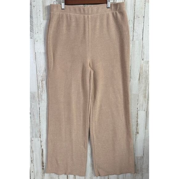 Zara Pants - ZARA Pants Wide Leg Sweater Knit Womens Large Tan High Rise Cozy Luxury Lounge
